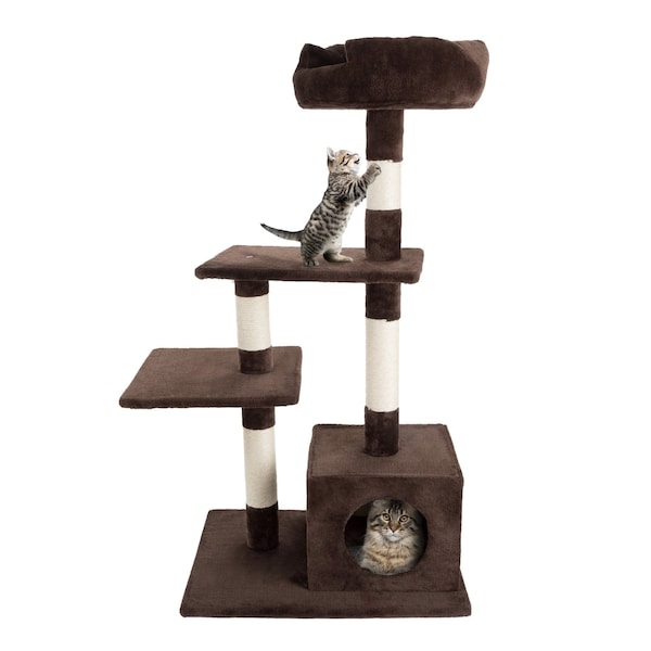 Pet Adobe 4-tier 43-inch Cat Tree Multilevel Tower with Scratching Posts, Platforms and Condo for Cats/Kittens 495630UFP - main
